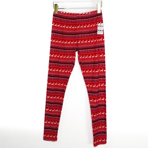 Pink Rose Christmas Leggings Red Argyle Ugly Christmas Leggings Reindeer - Picture 1 of 7